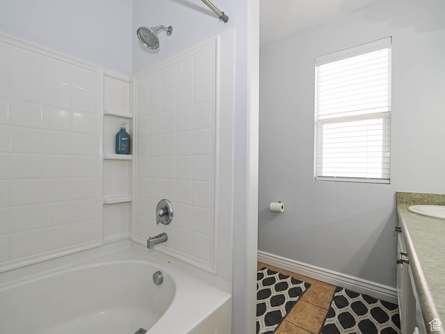 67 N Archmore St, Saratoga Springs, UT 84043 - full bathroom with vanity, bathing tub / shower combination, tile patterned flooring, and baseboards
