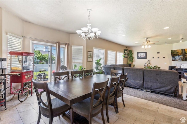 3681 W 775 N, Layton, UT 84041 - dining room featuring a textured ceiling, healthy amount of natural light, a chandelier, ceiling fan, and recessed lighting