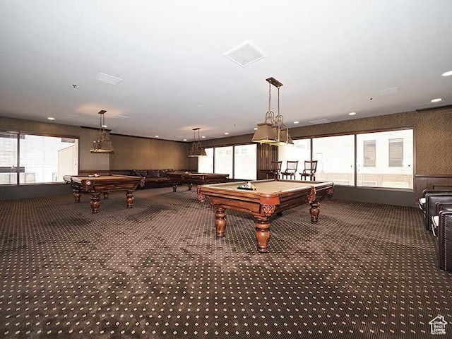 48 W 300 S Unit 2502-N, Salt Lake City, UT 84101 - recreation room with pool table, carpet floors, and recessed lighting