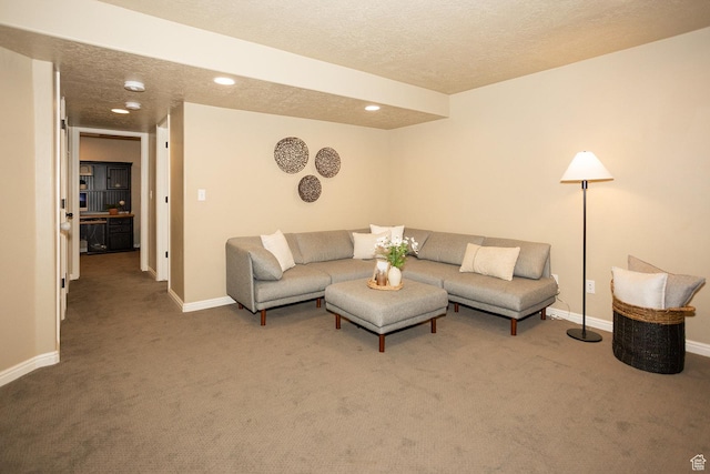 1908 W 1020 N, Provo, UT 84604 - carpeted living area with a textured ceiling, baseboards, and recessed lighting