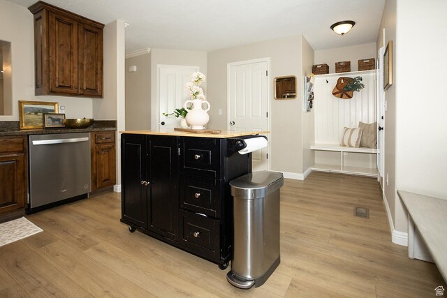 1908 W 1020 N, Provo, UT 84604 - kitchen featuring dishwasher, light wood-type flooring, a kitchen island, and baseboards