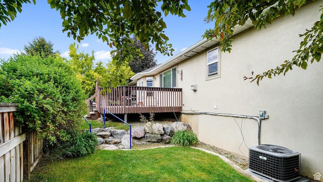 10205 N 3900 W, Cedar Hills, UT 84062 - view of yard with central AC and a deck