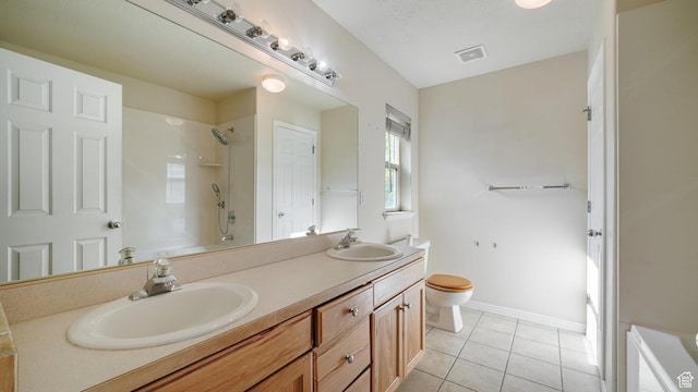 10205 N 3900 W, Cedar Hills, UT 84062 - bathroom with double vanity, toilet, tile patterned flooring, and baseboards