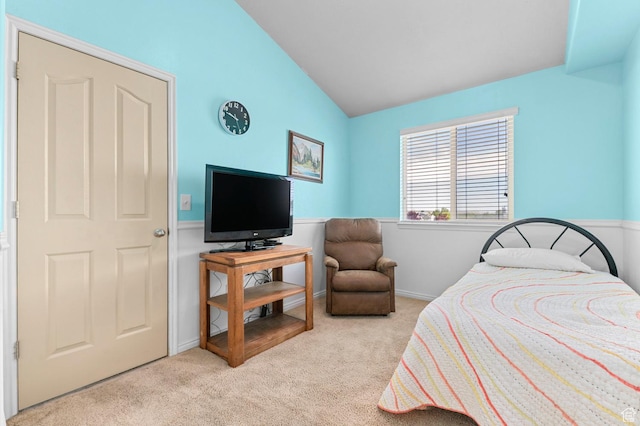 14163 S Friendship Dr W, Herriman, UT 84065 - bedroom with lofted ceiling, carpet floors, and wainscoting