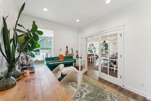 222 S Summer Breeze Ln, Layton, UT 84041 - dining space with french doors, wood finished floors, recessed lighting, and baseboards