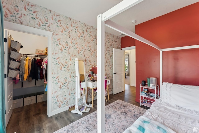 222 S Summer Breeze Ln, Layton, UT 84041 - bedroom featuring wallpapered walls, wood finished floors, baseboards, a spacious closet, and a closet