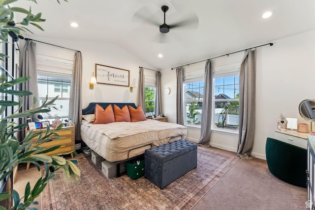222 S Summer Breeze Ln, Layton, UT 84041 - carpeted bedroom with lofted ceiling, recessed lighting, and a ceiling fan