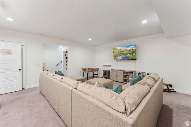 222 S Summer Breeze Ln, Layton, UT 84041 - living room with light colored carpet, recessed lighting, and baseboards