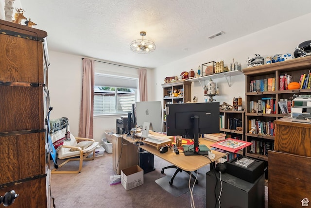 222 S Summer Breeze Ln, Layton, UT 84041 - carpeted office space featuring a textured ceiling and a chandelier