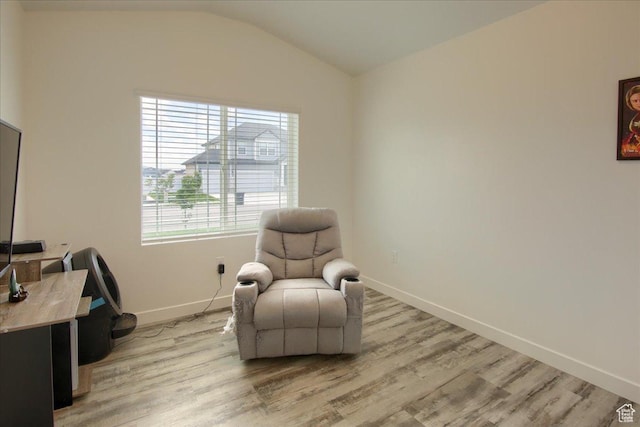 958 W Regatta Ln, Stansbury Park, UT 84074 - living area with light wood-style floors, vaulted ceiling, and baseboards