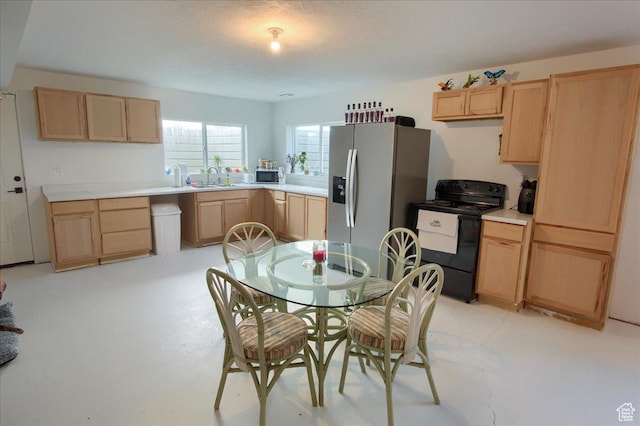 958 W Regatta Ln, Stansbury Park, UT 84074 - kitchen with appliances with stainless steel finishes, light brown cabinetry, a sink, and light countertops