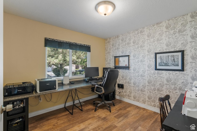 3285 S 575 W, Syracuse, UT 84075 - office area featuring wallpapered walls, wood finished floors, and baseboards