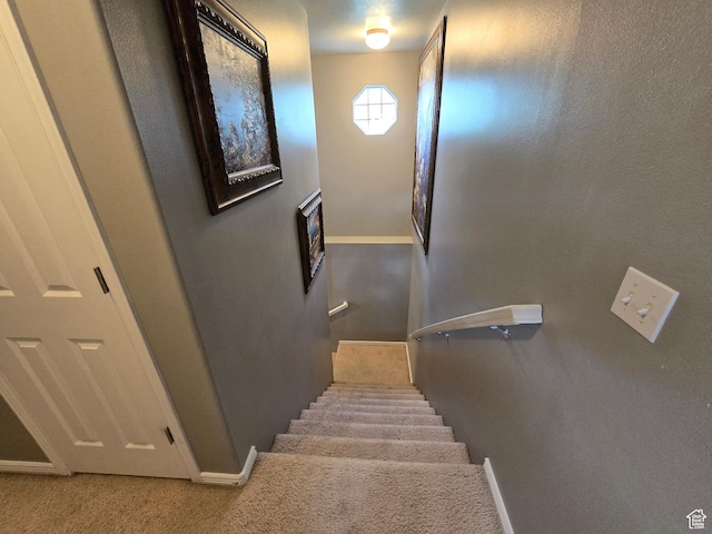 4043 S Lake Vista Dr, Saratoga Springs, UT 84045 - staircase with baseboards and carpet flooring