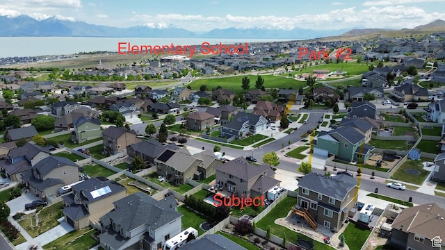 414 W Kit Fox Dr, Saratoga Springs, UT 84045 - aerial view of residential area with a water and mountain view