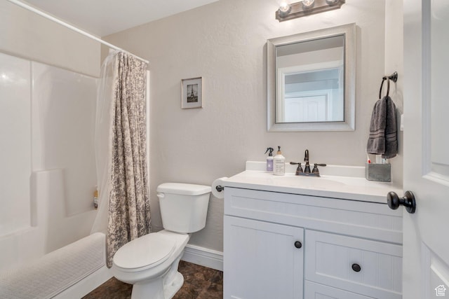 414 W Kit Fox Dr, Saratoga Springs, UT 84045 - bathroom with toilet, vanity, shower / tub combo, and baseboards