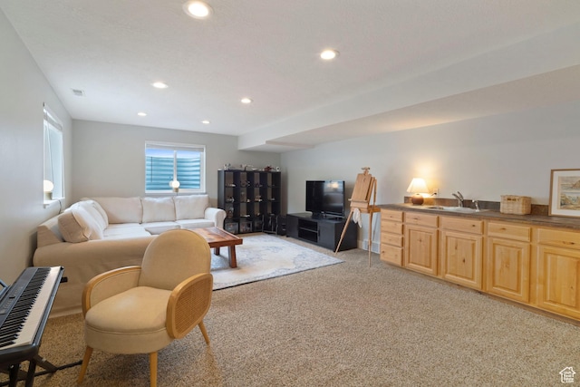 890 E 20 N, Smithfield, UT 84335 - living area featuring light colored carpet and recessed lighting
