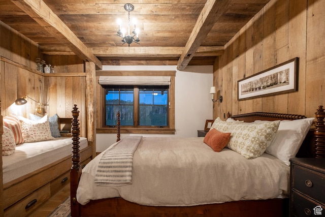 11042 E Wild Elk Mdw, Heber City, UT 84032 - bedroom with wooden ceiling with exposed beams and wooden walls
