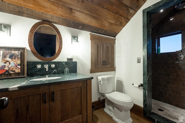 11042 E Wild Elk Mdw, Heber City, UT 84032 - full bath featuring vanity, toilet, a stall shower, wood finished floors, and vaulted ceiling