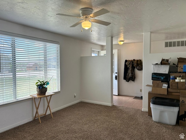 545 E Molen Rd, Ferron, UT 84523 - carpeted spare room featuring ceiling fan, baseboards, and a textured ceiling