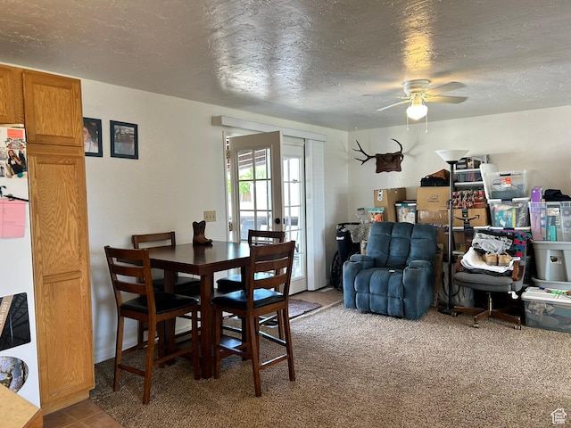 545 E Molen Rd, Ferron, UT 84523 - dining room with ceiling fan, a textured ceiling, and carpet flooring