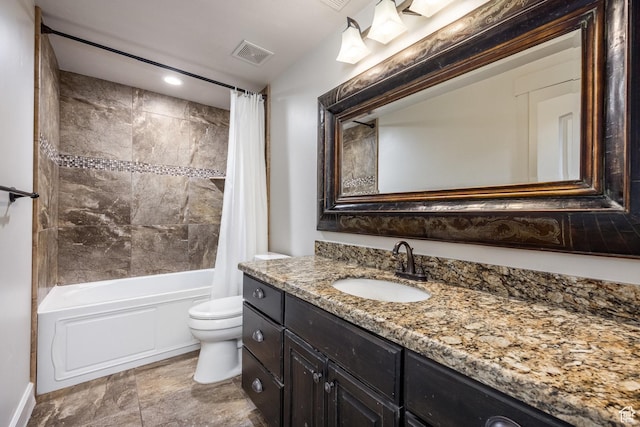 2949 W Hayden Ridge Way, Riverton, UT 84065 - full bathroom featuring toilet, vanity, and shower / bath combo with shower curtain
