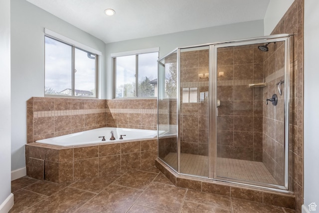 2949 W Hayden Ridge Way, Riverton, UT 84065 - full bathroom with a shower stall, a garden tub, and recessed lighting