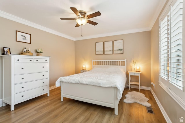 518 E 3955 S, Millcreek, UT 84107 - bedroom with light wood-style floors, ornamental molding, baseboards, and ceiling fan