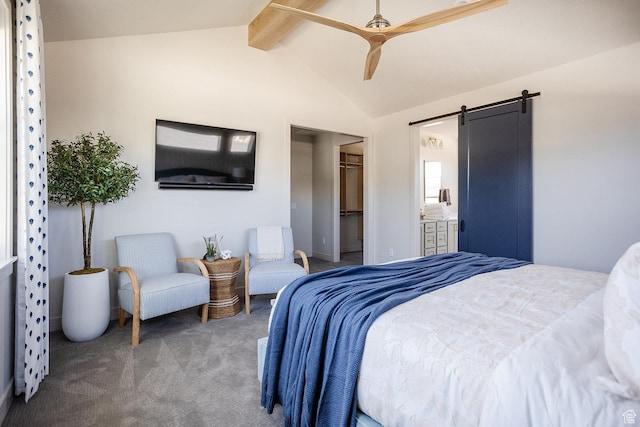 778 N 780th St W, American Fork, UT 84003 - bedroom featuring carpet flooring, a barn door, a closet, a walk in closet, and a ceiling fan
