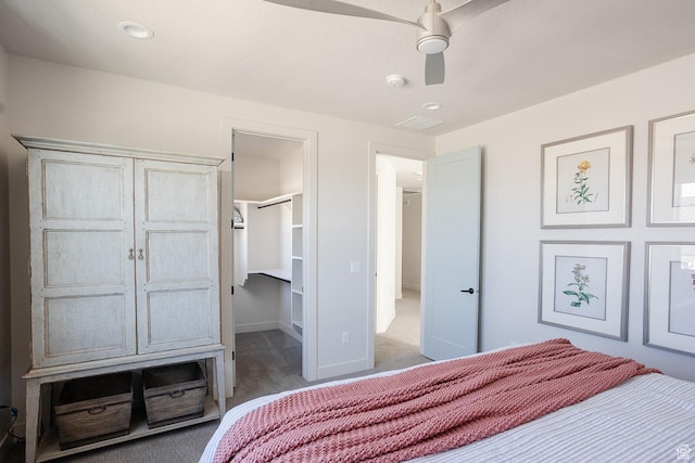 778 N 780th St W, American Fork, UT 84003 - bedroom with light carpet, baseboards, a ceiling fan, and a walk in closet