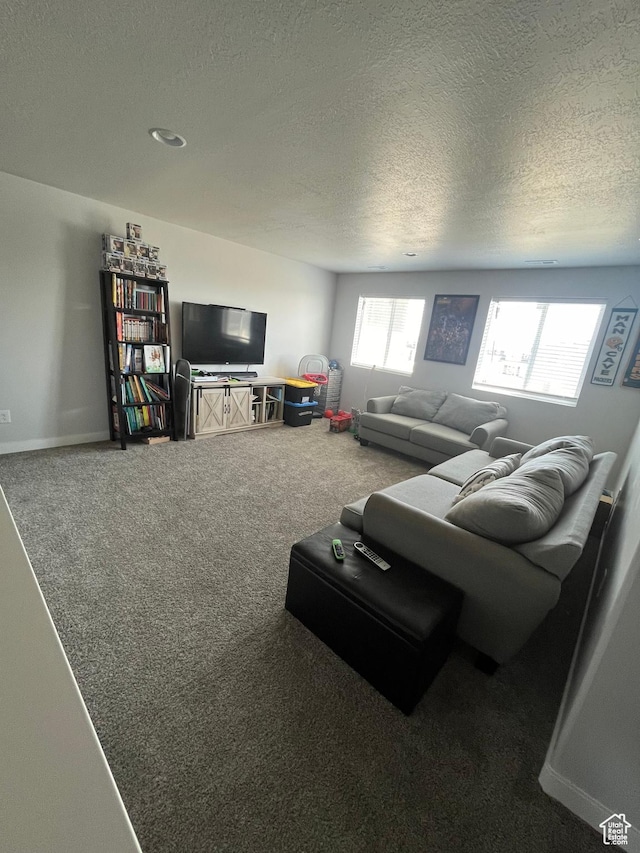 2323 W Thomas Ct, Syracuse, UT 84075 - carpeted living room featuring a textured ceiling and baseboards