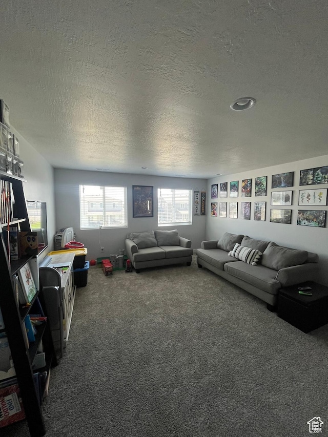 2323 W Thomas Ct, Syracuse, UT 84075 - carpeted living room with a textured ceiling and healthy amount of natural light