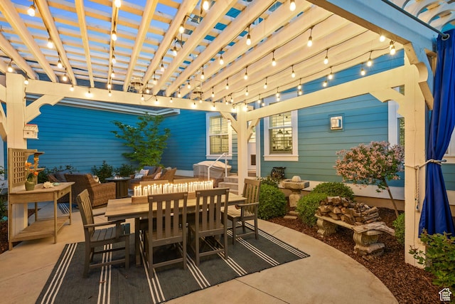 4492 W Enid Dr, South Jordan, UT 84009 - view of patio featuring outdoor dining space and a pergola