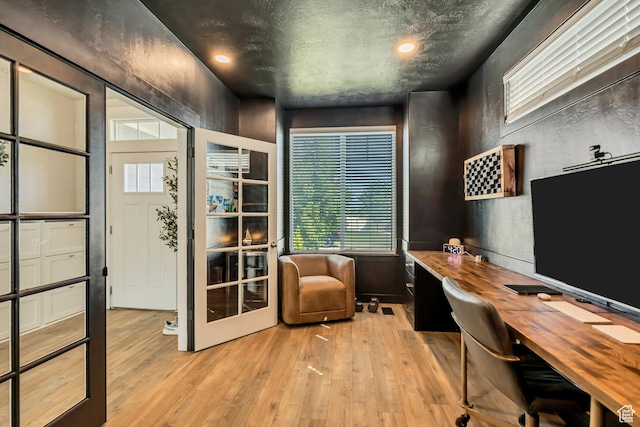 10966 S Coastal Dune Dr, South Jordan, UT 84009 - office area with light wood-style flooring and recessed lighting