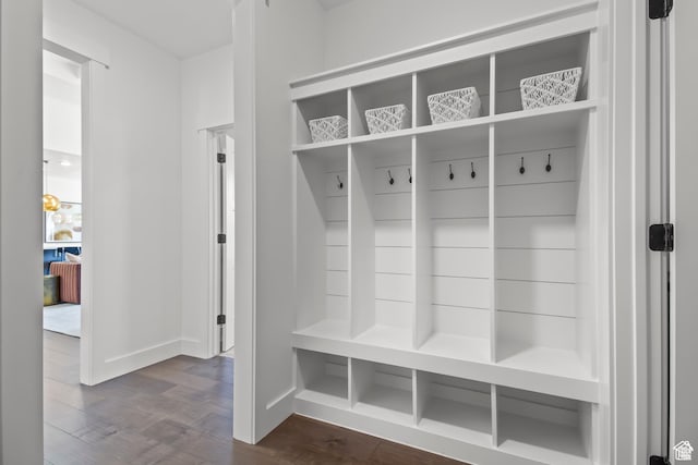 2041 W Pinnacle Ave, Mapleton, UT 84664 - mudroom featuring dark wood-type flooring and baseboards