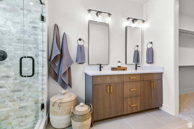 2041 W Pinnacle Ave, Mapleton, UT 84664 - full bath with double vanity, a spacious closet, and a stall shower