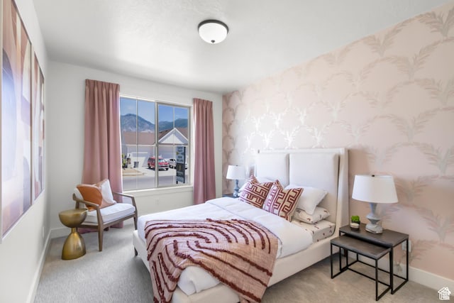 2041 W Pinnacle Ave, Mapleton, UT 84664 - carpeted bedroom featuring baseboards and wallpapered walls