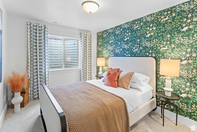 2041 W Pinnacle Ave, Mapleton, UT 84664 - carpeted bedroom with baseboards and wallpapered walls