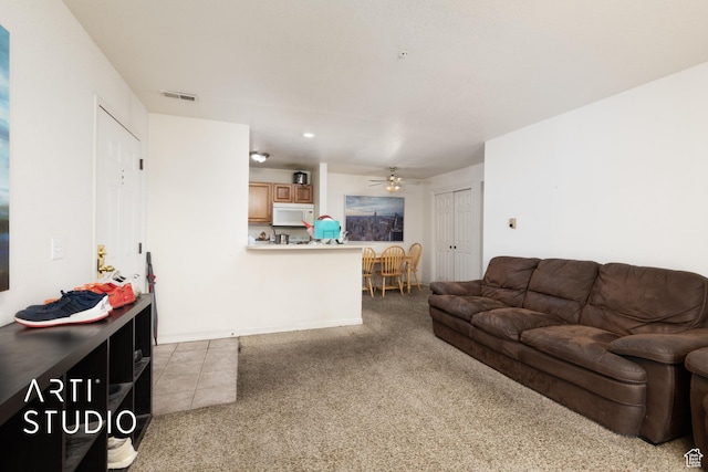 98 W 1230 N Unit 226, Provo, UT 84604 - living room with carpet floors, a ceiling fan, and recessed lighting