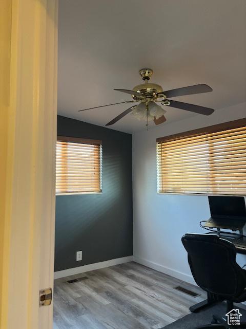 495 E 34 S Unit 10, Orem, UT 84097 - office featuring ceiling fan, healthy amount of natural light, wood finished floors, and baseboards