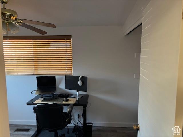 495 E 34 S Unit 10, Orem, UT 84097 - office with ceiling fan, baseboards, and wood finished floors