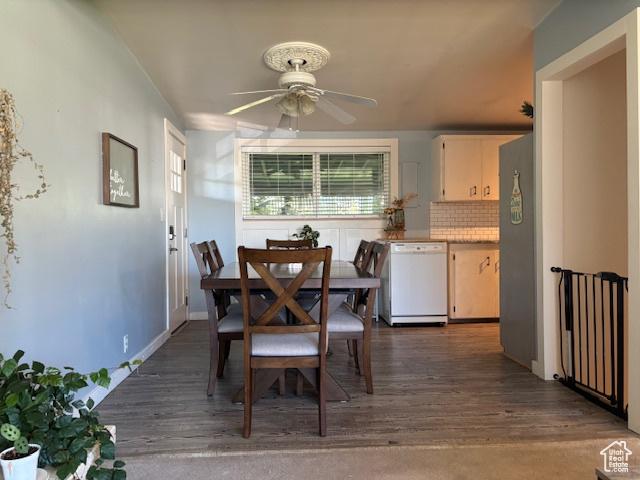 495 E 34 S Unit 10, Orem, UT 84097 - dining space featuring ceiling fan and dark wood-style floors