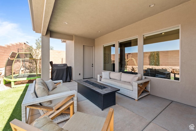 423 W Fitness Way, Ivins, UT 84738 - view of patio / terrace featuring an outdoor living space with a fire pit and area for grilling