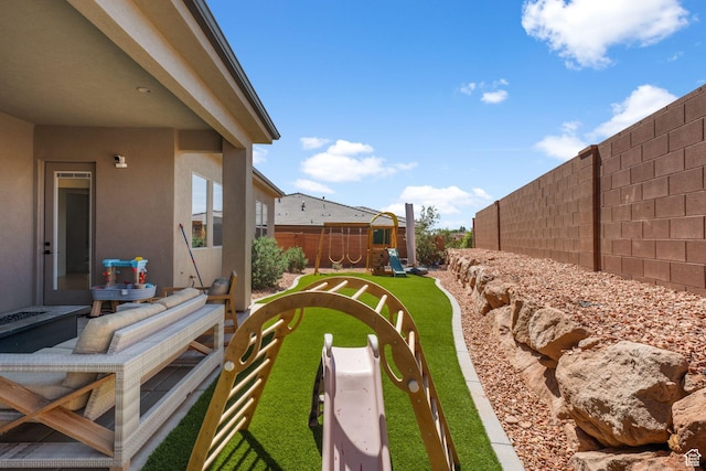 423 W Fitness Way, Ivins, UT 84738 - fenced backyard featuring a playground