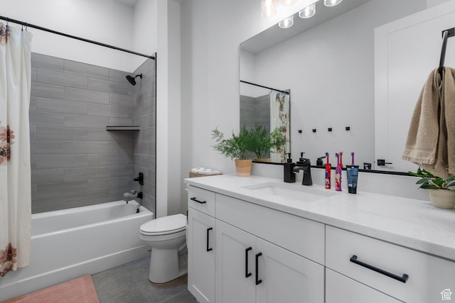 423 W Fitness Way, Ivins, UT 84738 - full bath featuring vanity, tile patterned flooring, toilet, and shower / bath combination with curtain