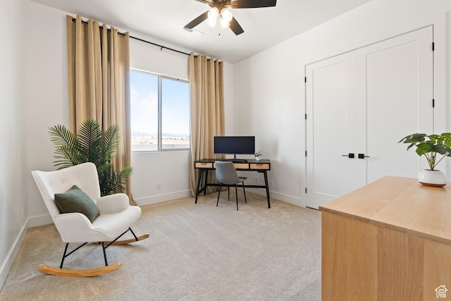 423 W Fitness Way, Ivins, UT 84738 - home office with a ceiling fan and light carpet