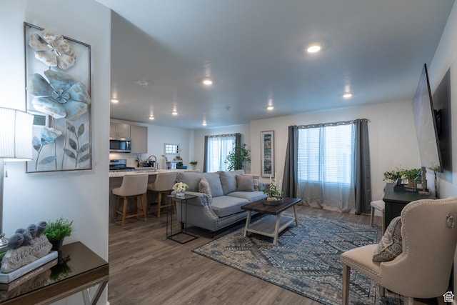 634 W Parker Pl Unit 1060, Grantsville, UT 84029 - living area featuring wood finished floors and recessed lighting