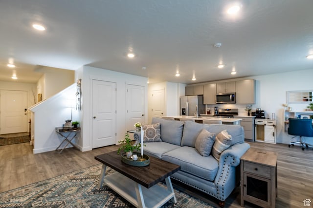 634 W Parker Pl Unit 1060, Grantsville, UT 84029 - living area featuring wood finished floors, recessed lighting, and baseboards