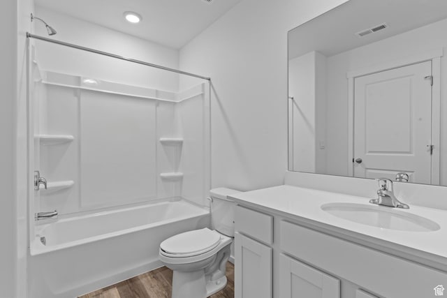 1885 E Thunder Ln Unit 495, Eagle Mountain, UT 84005 - full bathroom with vanity, wood finished floors, shower / tub combination, and toilet