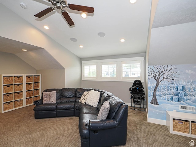 13772 S Kennington Ct E, Draper, UT 84020 - carpeted living area featuring recessed lighting and ceiling fan