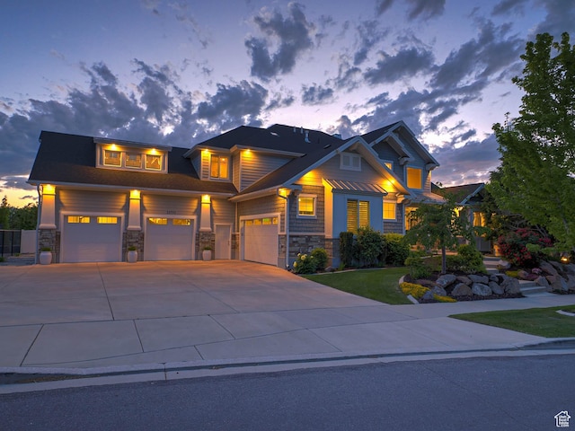 13772 S Kennington Ct E, Draper, UT 84020 - craftsman inspired home with stone siding, driveway, and a garage